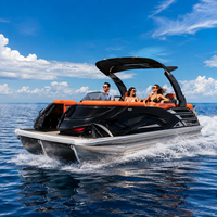 Bateau ponton en aluminium de 22 pieds, 12 places, prêt pour deux moteurs, 3 tubes, puissance maximale 250 CV, homologué CE pour les excursions sur lac et utilisation en flotte de taxis nautiques