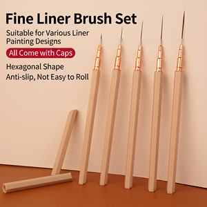 Ensemble de pinceaux hexagonaux anti-roulement pour nail art, légers, en nylon souple, à poils flexibles, pour gel et vernis, outil de manucure pour salons de beauté - Product Image 2