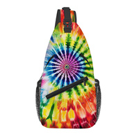 Sac bandoulière vintage rétro années 70 avec imprimé signe de la paix, sac de poitrine psychédélique pour festival, fermeture éclair, portable, durable, en polyester