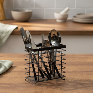Porta Cubiertos Metálico Minimalista, Rectangular, Soporte de Almacenamiento para Cocina, Diseño Duradero y Fijo - Product Image 6