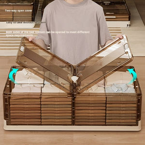 집 침대 아래 보관 용기 옷 신발 용기 플라스틱 접이식 언더 베드 수납 용 바퀴 - Product Image 6