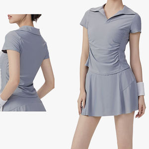 Conjunto de Dos Piezas con Cuello Polo y Manga Corta para Mujer, Personalizable, Cintura Ajustable, Ropa de Yoga Ligera, Transpirable, Antiexposición, Conjunto de Falda de Tenis - Product Image 5