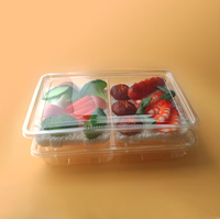 Conteneur d'emballage alimentaire rectangulaire en plastique PET de qualité alimentaire, vente en gros d'usine, boîte à lunch à emporter avec 2 compartiments, boîte de rangement