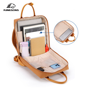 Kingsons <b>Backpack</b> 10086 <b>Waterproof</b> Computer Interlayer Unisex Everyday Use Orange <b>Black</b> White Solid Color Zipper Closure - Product Image 3