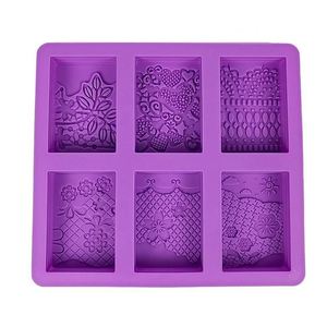 6 Cavities Pattern Silicone Soap <b>Mold</b> Rectangular DIY Handmade Soap Making <b>Mold</b> for Resin <b>Candle</b> Chocolate - Product Image 3