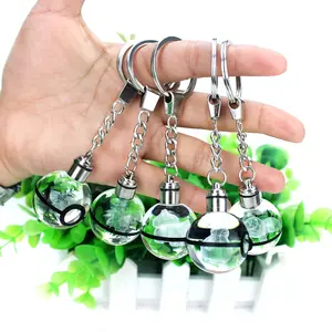 30毫米优雅水晶皮卡丘k9球钥匙扣带发光二极管灯儿童礼品