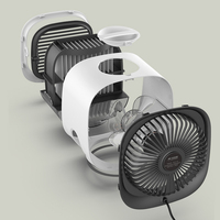 Mini ventilateur rafraîchisseur d'air évaporatif USB en plastique avec 3 vitesses, ions négatifs et veilleuse pour usage extérieur