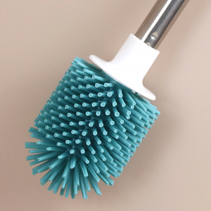 Brosse de toilette en silicone écologique avec manche en acier pour le nettoyage ménager, articles à moins d'un dollar - Product Image 1
