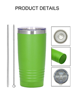 Gobelet enduit de poudre de 20oz à graver au laser, tasse à café de voyage en acier inoxydable, gobelets de voiture avec couvercle