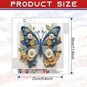1PC 5D Art Diamanté en Strass de Cristal de Forme Spéciale 30*30cm Motif Papillon Irrégulier Sans Cadre <span class=keywords><strong>pour</strong></span> Décoration Murale - Product Image 2