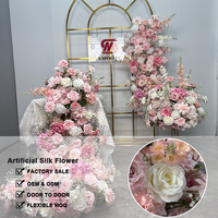 Nouveautés SMOOTH Centre de table en soie rose pour mariage Fleur au toucher réel Fleur artificielle Boule de fleurs pour événement de mariage