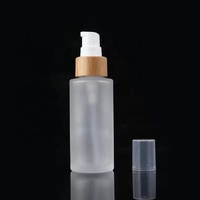 Botol Lotion Kaca Bening Premium Grosir Pabrik dengan Pompa Sekrup Bambu untuk Kemasan Botol Lotion Kosmetik Kecantikan