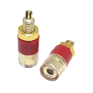 ขั้วต่อลำโพงแบบปลั๊กกล้วย 4 มม. ชุบทอง พร้อมฉนวนสีแดง ติดตั้งบนแผง  ขั้วต่อแบบคริสตัล - Product Image 1
