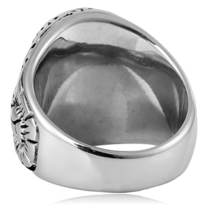 yunnique Stainless Steel <b>Ring</b> <b>Men</b> Blue Turquoise Oval Bezel Setting Retro Fashion Jewelry Gift - Product Image 3