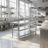 Équipement de restauration commerciale, table de travail en acier inoxydable de haute qualité 304/201, fabrication en acier pour cuisine commerciale