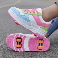 1 paire de chaussures de skate pour femmes, design collage de couleurs contrastées, sport, mode outdoor, quatre saisons, double usage, amovibles