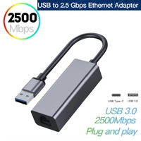 Logo personnalisé Adaptateur Ethernet Gigabit Type C vers LAN 2.5G Adaptateur USB vers RJ45 filaire 2500Mbps pour PC Téléphone