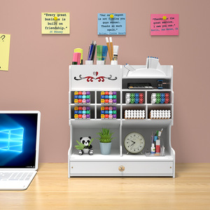 Ou Shumei <b>Desk</b> Organizer Stationery Storage Box With <b>Drawer</b> For Office Student Use Modern Rectangle Standing Type - Product Image 2