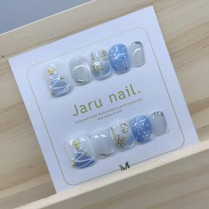 أظافر صناعية لاصقة مربعة الشكل بلمعة عين القط، بتصميم ندفة الثلج الصيفية ووانغ هوا ليتل سيستر، مناسبة للتدريب على فن الأظافر للسيدات. - Product Image 1