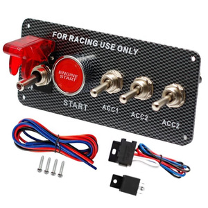 Panneau d'interrupteurs universel 5 en 1 ON/OFF 12V pour course automobile, kit d'allumage à bouton-poussoir, alliage d'aluminium LED 30A - Product Image 1