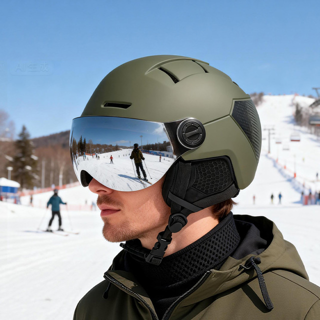 High Quality CE EN1077 Ski Helmet With Visor ABS EPS Construction Snow Helmet for Mountain Winter Sports Snowboard Helmet