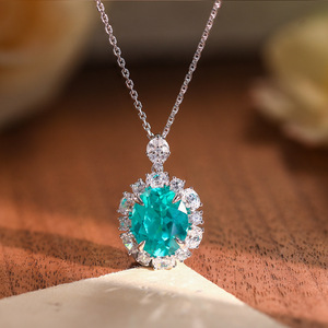 Conjunto de Joyería de Lujo Lab Paraiba de 6 Quilates, Chapado en Plata 925 y Oro, Estilo Princesa, Regalo de Alta Gama para Ella, Aniversario de Bodas - Product Image 2