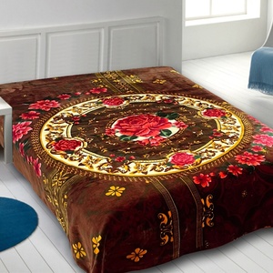 ผ้าห่มขนมิงค์เกาหลีพิมพ์ลายดอกไม้ผ้าโพลีเอสเตอร์2ply หรูหราสำหรับบ้านในโรงแรมสไตล์ใหม่ - Product Image 4