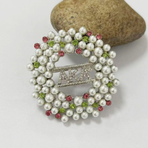 Broche ronde en alliage ajouré avec perle et logo de l'<span class=keywords><strong>Association</strong></span> de l'alphabet grec pour femme - Product Image 6