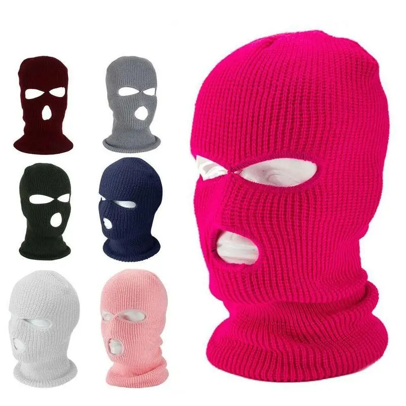 design colorful neon polyester acrylic pink full face cover 3 hole blank custom balaclava ski mask for women men