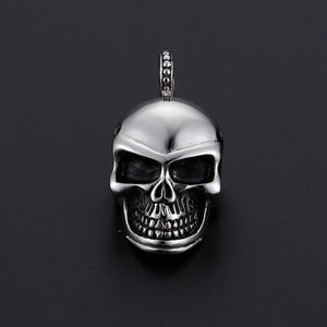 KALEN Punk Herren Totenkopfschmuck Edelstahl Perlen Skelettkopf Anhänger Halskette für Männer - Product Image 3