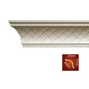 La promozione del modanatura del cornicione del soffitto in poliuretano può essere personalizzata 245x30x35cm elegante cornice in PU bianca
