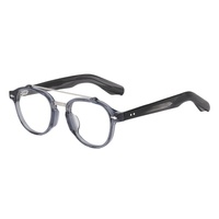 Lunettes de vue rectangulaires transparentes bleues vintage rétro avec rivets en acétate, lunettes optiques anti-lumière bleue, monture unisexe