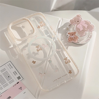 Porte-ours mignon aspiration magnétique adapté pour iPhone 16 15 Promax coque de téléphone douce 13 anti-chute 12 11