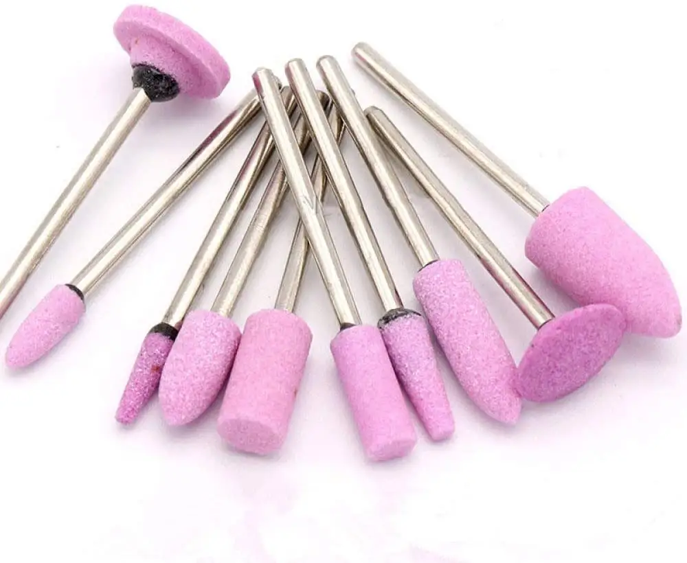 PANGEA Pink Stones Shank Mounted Stone Grinding Stainless Steel 6 mm Polishing Abrasive Block Ceramic Bond Alumina Oxide