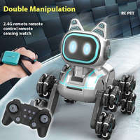 Robot de Control Remoto de 2.4G con Ocho Ruedas, 13 Canales, Robot Educativo Inteligente, Juguete de Perro Robot RC con Luces y Música