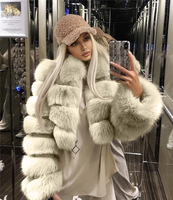 Manteau court à revers cranté pour femmes de style européen de luxe Veste en fausse fourrure de renard Parkas Laine Denim Peau de mouton Bouton Court