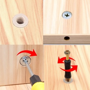 Kit de <span class=keywords><strong>fixation</strong></span> 3-en-1 Lingdao en acier inoxydable avec vis à came et goujons pour meubles, écrous de verrouillage, taille personnalisée, cuisine et salle à manger - Product Image 2