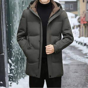 Doudoune d'hiver pour hommes longue longueur au genou épaissie chaude parka en duvet de canard haut de gamme à capuche affaires manteau décontracté fermeture à glissière - Product Image 3