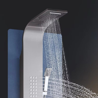 Ensemble de douche intelligent en acier inoxydable brossé, panneau de salle de bain, double fonction eau froide et chaude, 3 voies, chrome, massage doux pour appartements