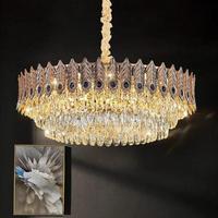 Luminaires suspendus modernes en cristal Asfour Gold K9, pièces de lustre en cristal, éclairage de plafond, lustres de luxe en cristal