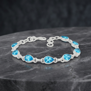Top Selling 925 Sterling <b>Silver</b> <b>Adjustable</b> Charm <b>Bracelets</b> Factory Price Natural Sky Blue Topaz Genuine Jewelry for Party Gift - Product Image 3