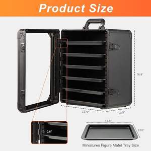 Boîte de rangement miniature avec 6 plateaux, cadre en alliage d'<span class=keywords><strong>aluminium</strong></span>, vitrine de présentation et de transport pour figurines - Product Image 3