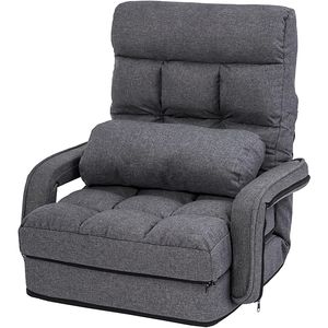 Indoor chaise longue bank, opvouwbare relaxfauteuil, ligbed met armleuningen en een kussen - Product Image 1