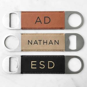 Abrebotellas de cuero de acero inoxidable, Abrebotellas de Metal personalizado de cuero Pu con envoltura de cuero, el más Popular - Product Image 3