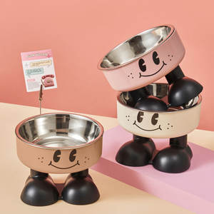 Mangkuk hewan peliharaan kapasitas besar, mangkuk makan anjing dan kucing plastik Stainless Steel ramah lingkungan pola Solid Anti kebesaran - Product Image 4