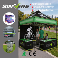 Tente publicitaire personnalisée SINCERE avec cadre en aluminium 10x10, imprimée, en tissu Oxford 300D/600D, imperméable, résistante aux UV et ignifuge