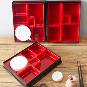 Boîte à bento rectangulaire en bois de style japonais, noire, compartimentée, portable, pour le stockage des repas - Product Image 5