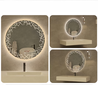 Espejo de Baño con Luz LED, Espejo Inteligente con Sensor Táctil para Maquillaje, Espejo Redondo Inteligente de Pared