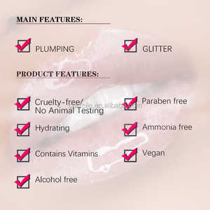 Gloss à lèvres personnalisé waterproof haute pigmentation, brillant et volumateur, effet crème glacée, avec paillettes fantaisie, pour marque privée - Product Image 2