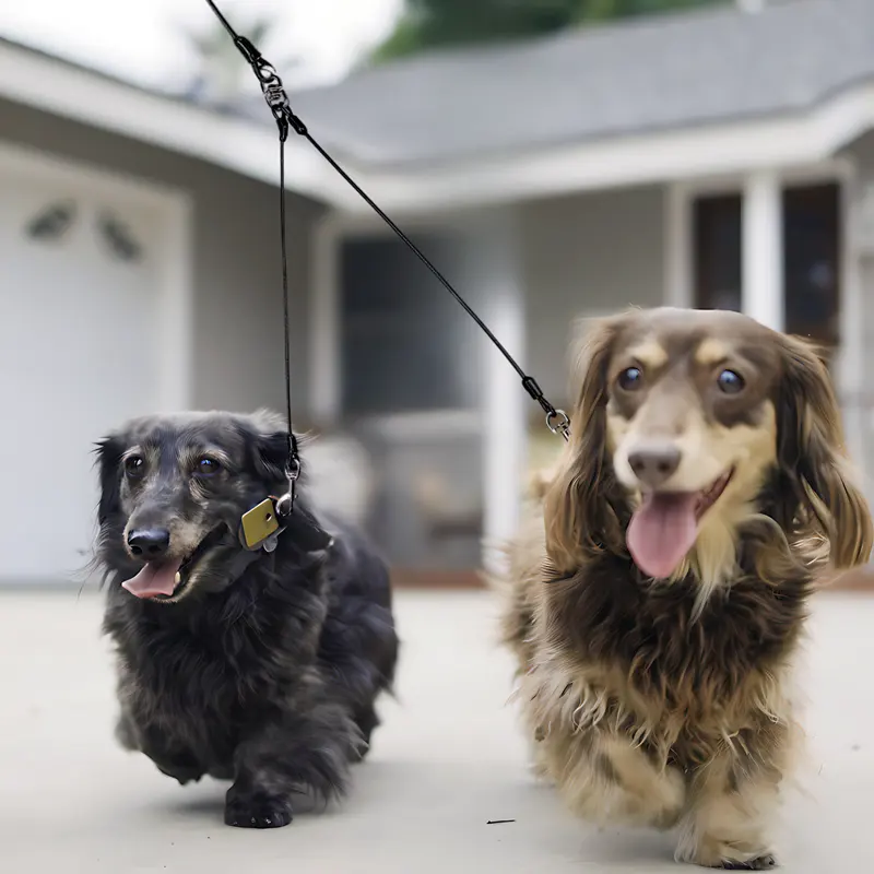 304 guinzaglio per cani doppio filo in acciaio inossidabile-adatto a tutti i tipi di rotazione anti-morso di 360 gradi del cane che cammina cane che cammina divertente